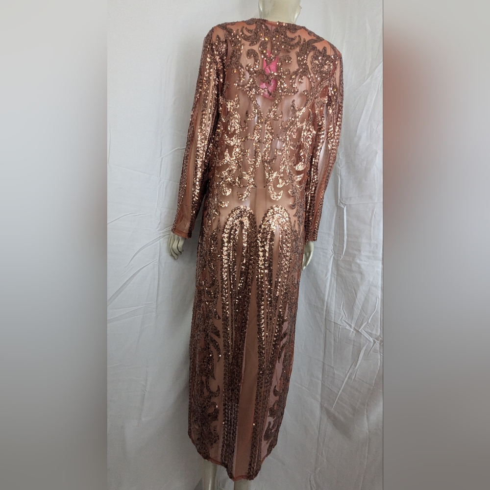 Southern Fried Chics NWT Copper Sequin Duster Medium - Picture 8 of 14